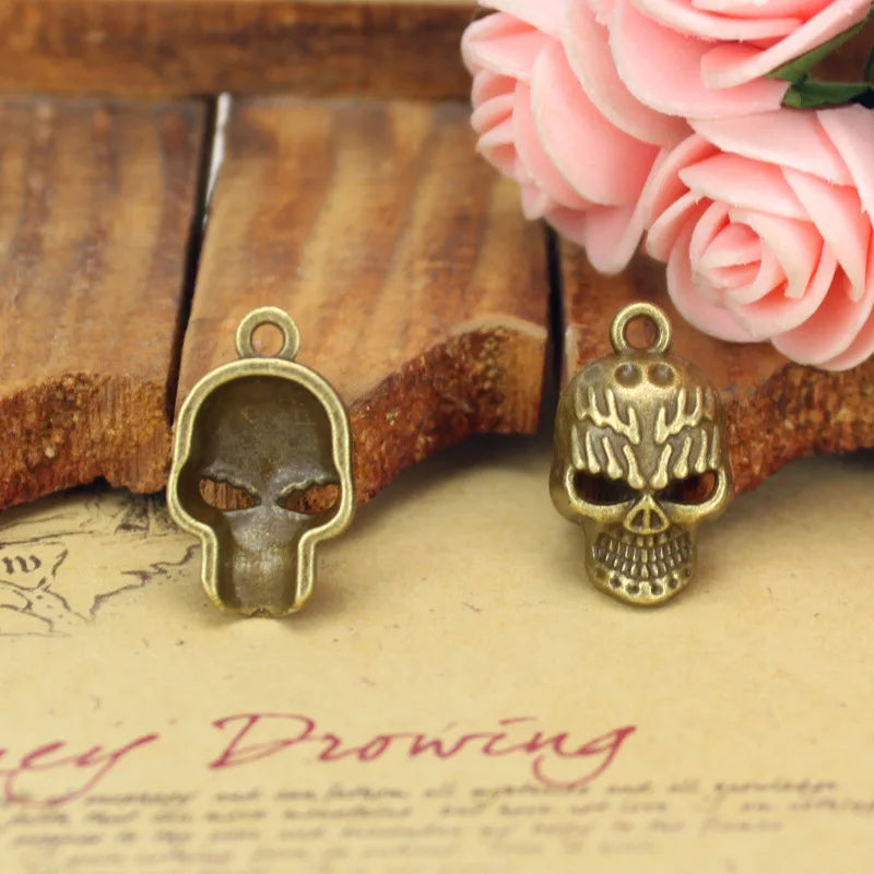 21x13MM Antique Silver Zinc Alloy Demon Skull Charm Pendant for DIY Necklace Bracelet Jewelry Making