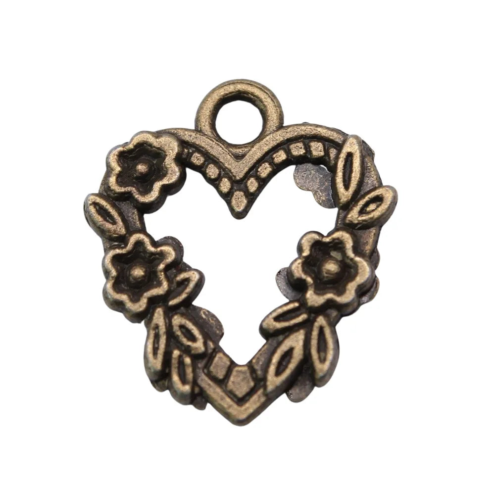 21x18mm 1.8g Multicolor Zinc Alloy Flower Heart Charm Pendant for DIY Necklace Bracelet Making