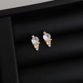 Mini Micro Pave Zircon 14K Gold Plated Copper Ice Cream Stud Earrings Sweet Jewelry