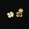Elegant White Enamel Flower Alloy Stud & Clip On No Piercing French Style Women's Earrings