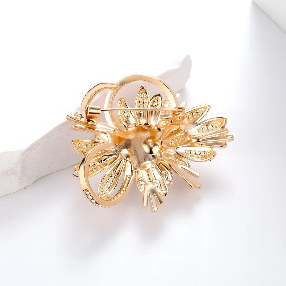 Elegant Pearl Rhinestone Flower Bouquet Brooch, Luxury Copper Alloy Lapel Pin Corsage For Suits Gift