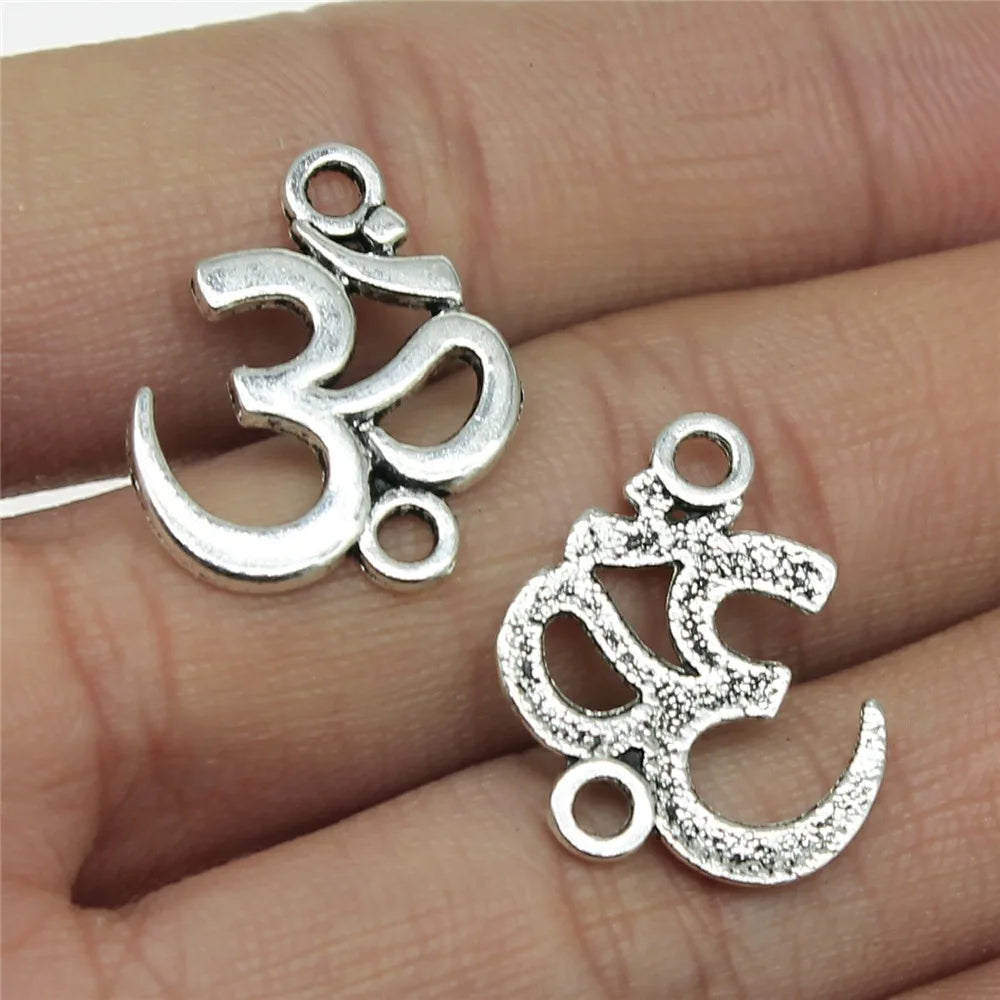 15x20mm 1g Antique silver zinc alloy OM Symbol connector charm for DIY bracelet necklace making