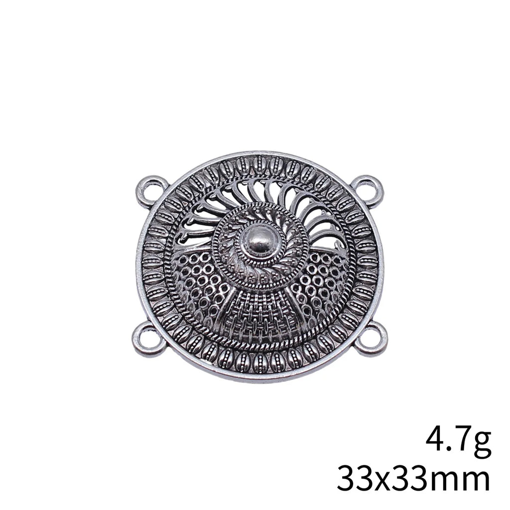 33x33mm 4.7g Antique Silver Zinc Alloy Four-Hole Connector Charm for Body Chain Waist Chain Making