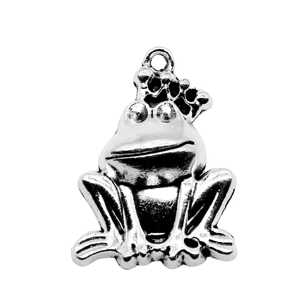 34x25mm 8.8g Zinc Alloy Frog Prince Big Mouth Frog Charm Pendant for DIY Jewelry Accessories