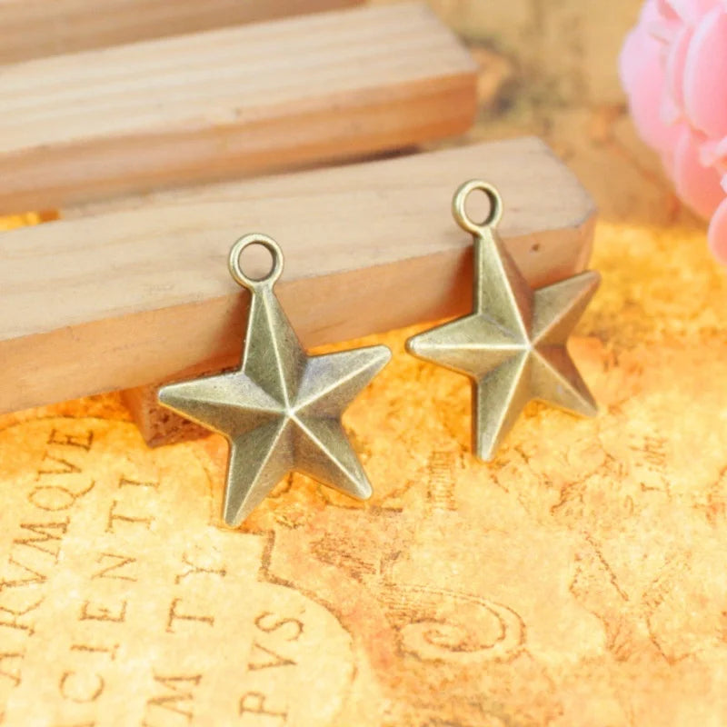21MM Antique Silver Zinc Alloy Five Point Star Charm Pendant for DIY Necklace Bracelet Jewelry Making