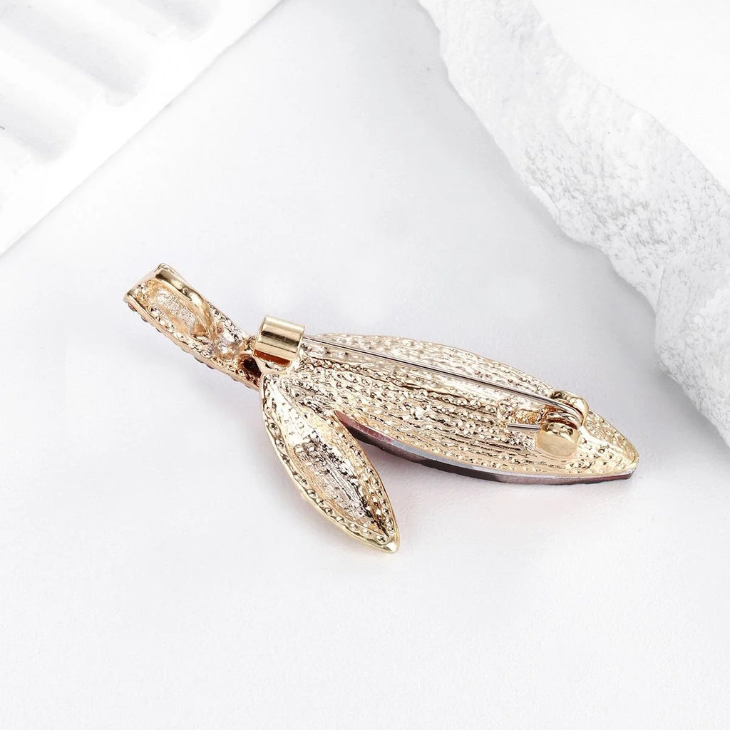 Luxury Blue Crystal Leaf Brooch With Rhinestone Alloy Stem, Elegant Lapel Pin Corsage For Suit Accessory Gift