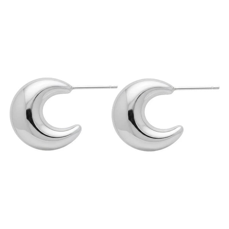 Minimalist Eco Copper Hollow Geometric C Shape Drop Earrings For Women