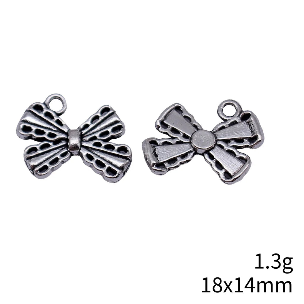 18x14mm 1.3g Antique Silver Zinc Alloy Bowknot Butterfly Charm Pendant for DIY Bracelet Necklace Making