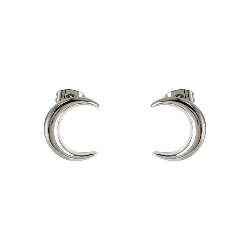 Eco-Friendly Copper Crescent Moon Stud Earrings Minimalist Geometric Cool Style Jewelry