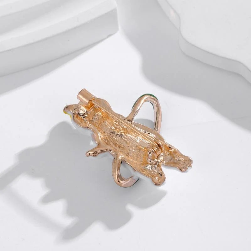 Cute Enamel Cat Hula Hoop Brooch, Creative Pet Animal Lapel Pin Corsage Suit Accessory Gift