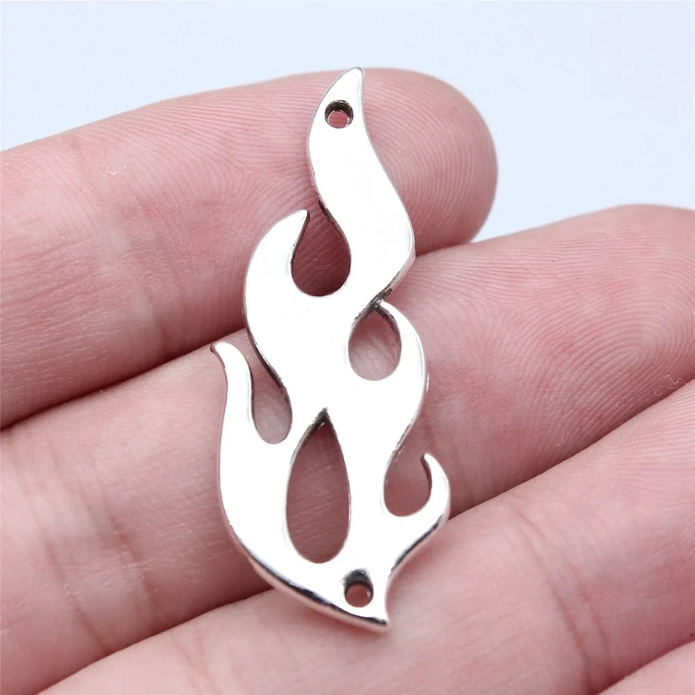 15x38mm 3.6g Antique Silver Zinc Alloy Flame Connector Charm for DIY Bracelet Necklace Jewelry Making