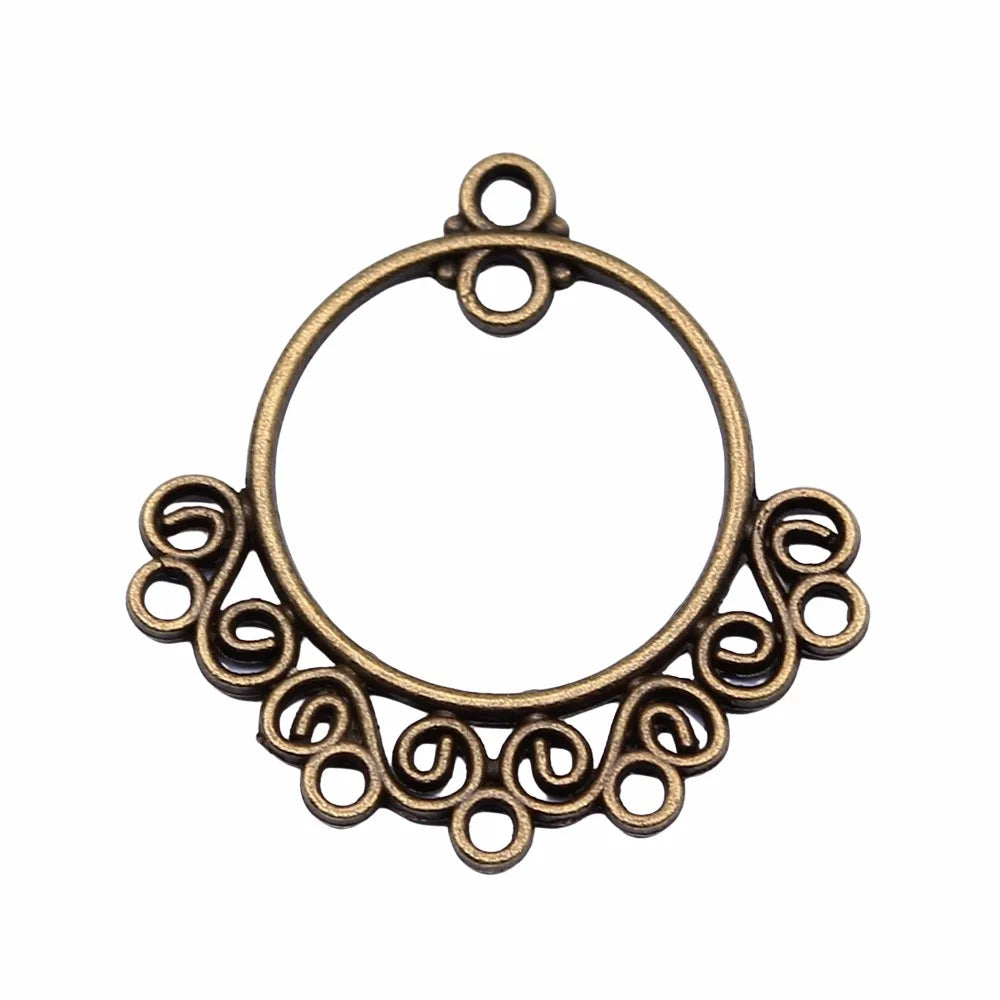 24x24mm 0.9g Multicolor Zinc Alloy Geometric Round Connector Charms for DIY Earrings and Bracelets