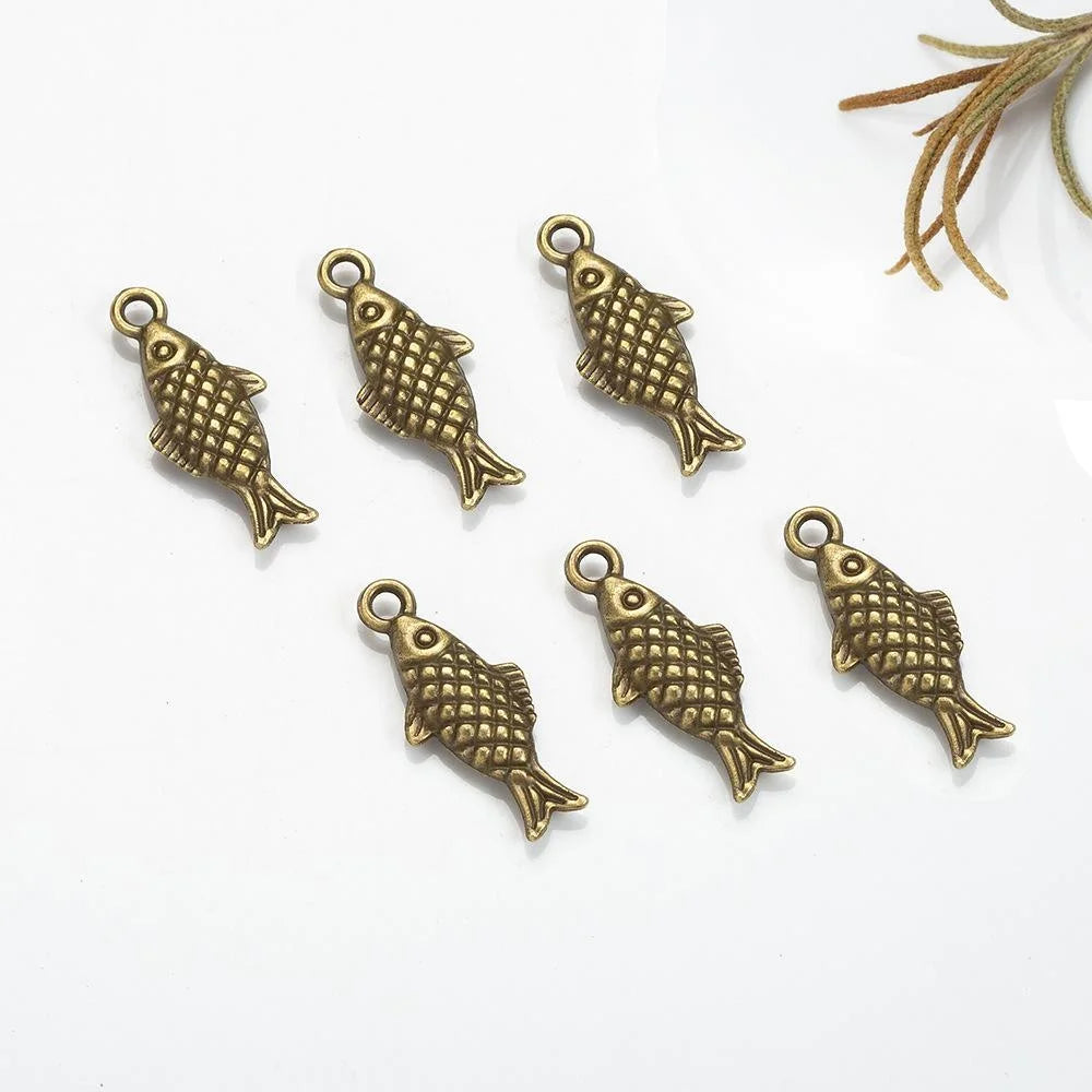 20x8MM Zinc Alloy Fish Double Sided Charm Pendant for DIY Necklace Bracelet Jewelry Making