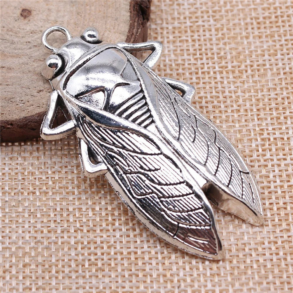 62x33mm 10.1g Multicolor Zinc Alloy Large Cicada Charm Pendant for DIY Insect Jewelry Making