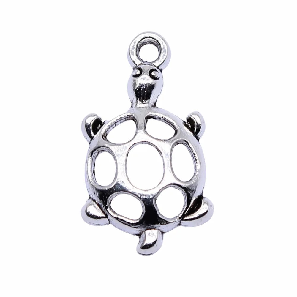 22x12mm 0.9g Multicolor Zinc Alloy Hollow Turtle Charm Pendant for DIY Necklace Bracelet Making