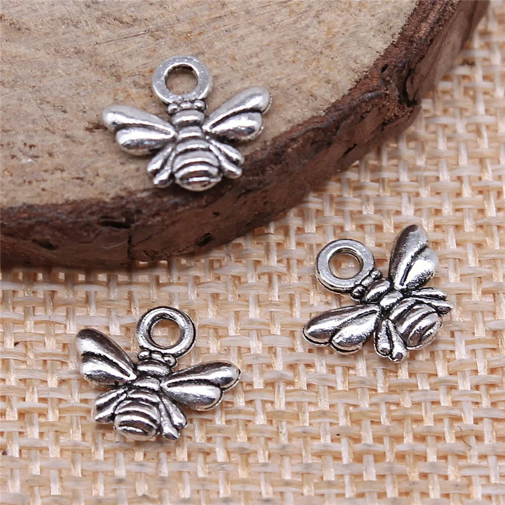 10x11mm 0.4g Multicolor Zinc Alloy Small Bee Charm Pendant for DIY Necklace Bracelet Jewelry Making