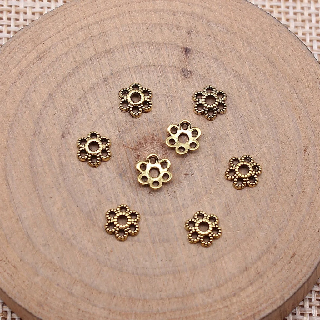 6x6x2mm 0.11g Multi Color Zinc Alloy Flower Bead Caps for DIY Bracelet Necklace Jewelry Making