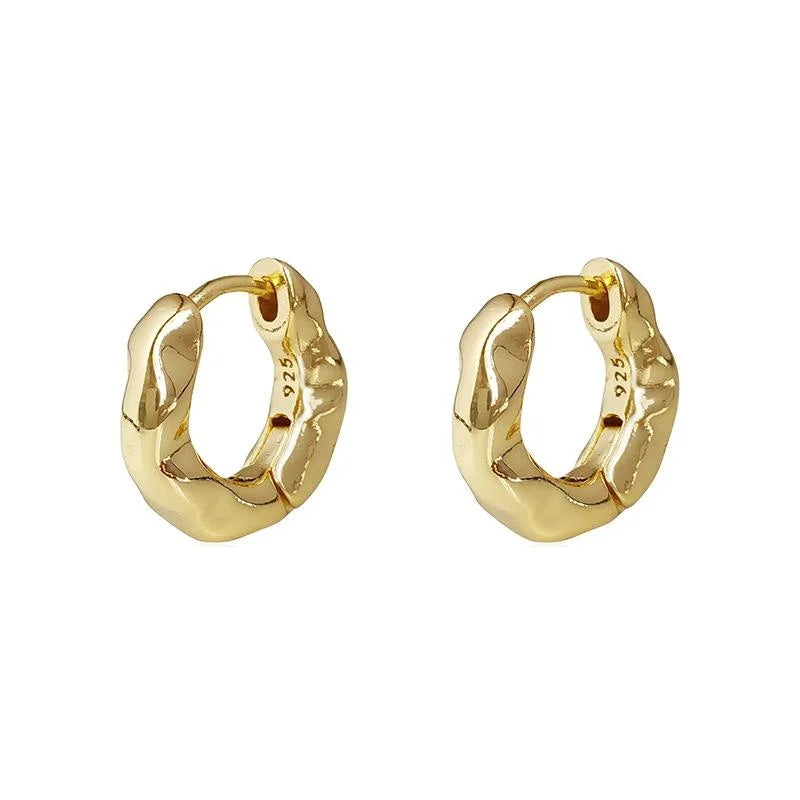 Minimalist 18K Gold Plated Copper Geometric Round Hoop Drop Earrings For Women
