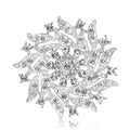 Elegant Pink Rhinestone Crystal Flower Brooch, Silver Alloy Floral Lapel Pin Corsage Suit Accessory Gift