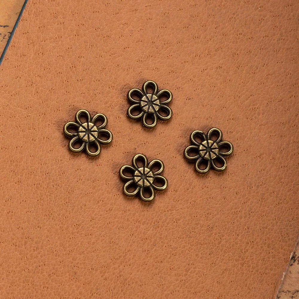 11MM Antique Silver Zinc Alloy Flower Hollow Double Sided Charm Pendant for DIY Necklace Bracelet Jewelry Making