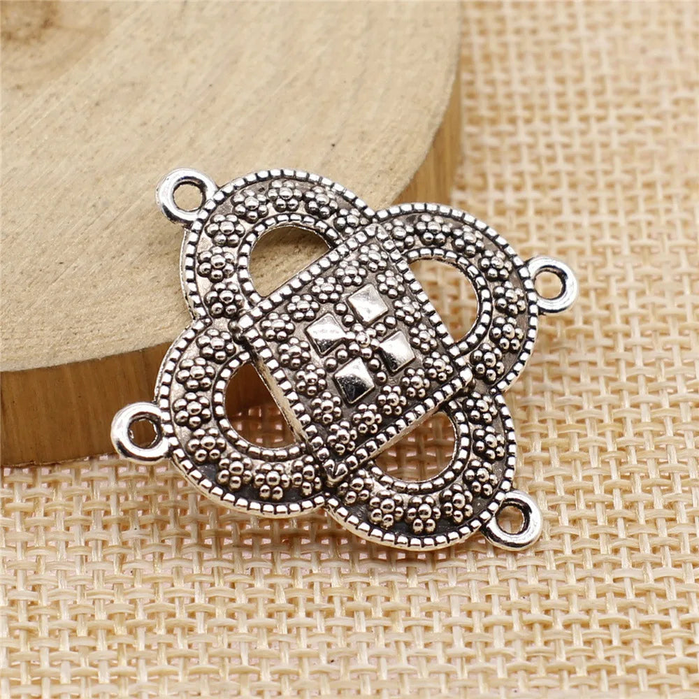 26x31mm 2.7g Antique Silver Zinc Alloy Four Hole Body Chain Connector Charm for DIY Body Jewelry