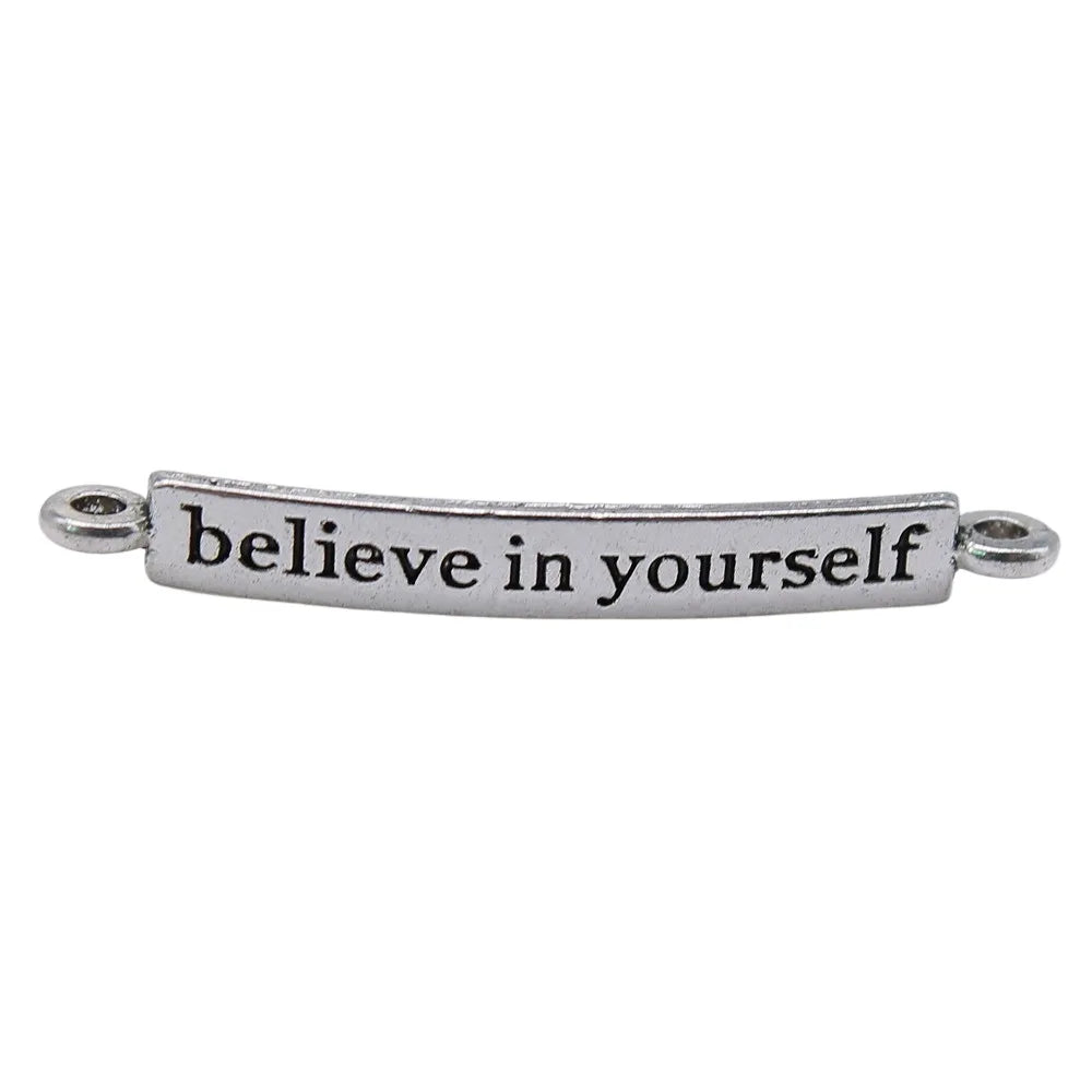 4x32mm 0.8g Zinc Alloy Believe in Yourself Word Connector Charm for DIY Bracelet Making