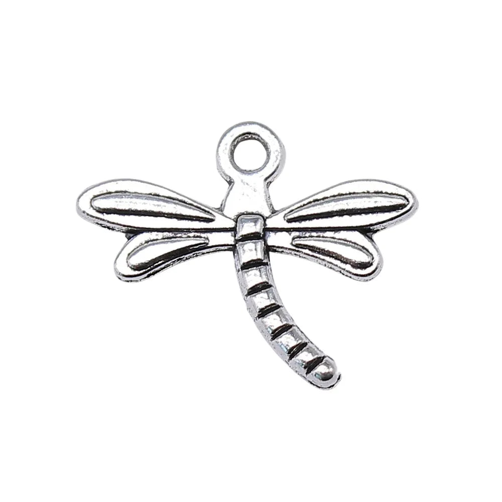 15x18mm 0.6g Antique Silver Zinc Alloy Dragonfly Charm Pendant for Earring Bracelet Jewelry Making