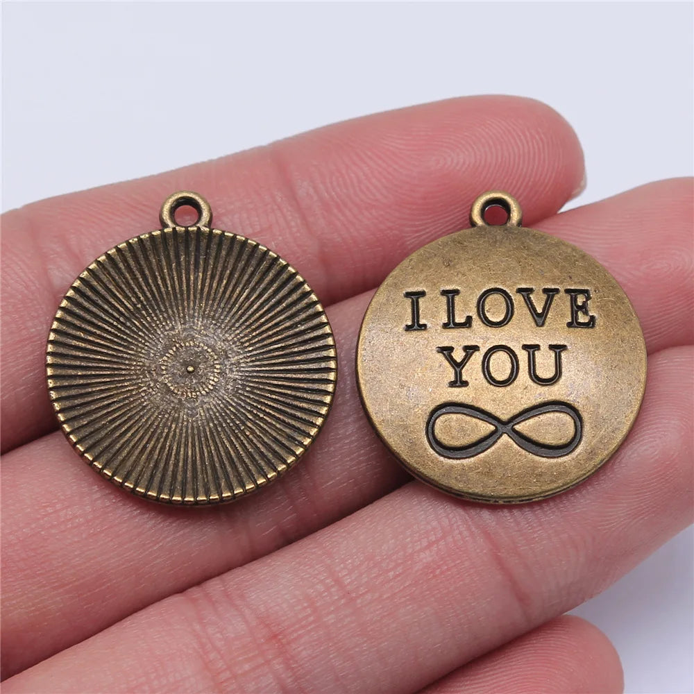 28x24mm 3.2g Zinc Alloy I Love You Infinity Letter Charm Pendant for DIY Necklace Bracelet Jewelry Making