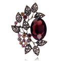 Vintage Olive Leaf Brooch With Blue Crystal And Rhinestone Alloy Branch, Elegant Lapel Pin Suit Accessory