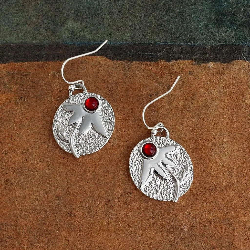 Vintage Geometric Leaf Round Copper And Resin Drop Earrings For Women