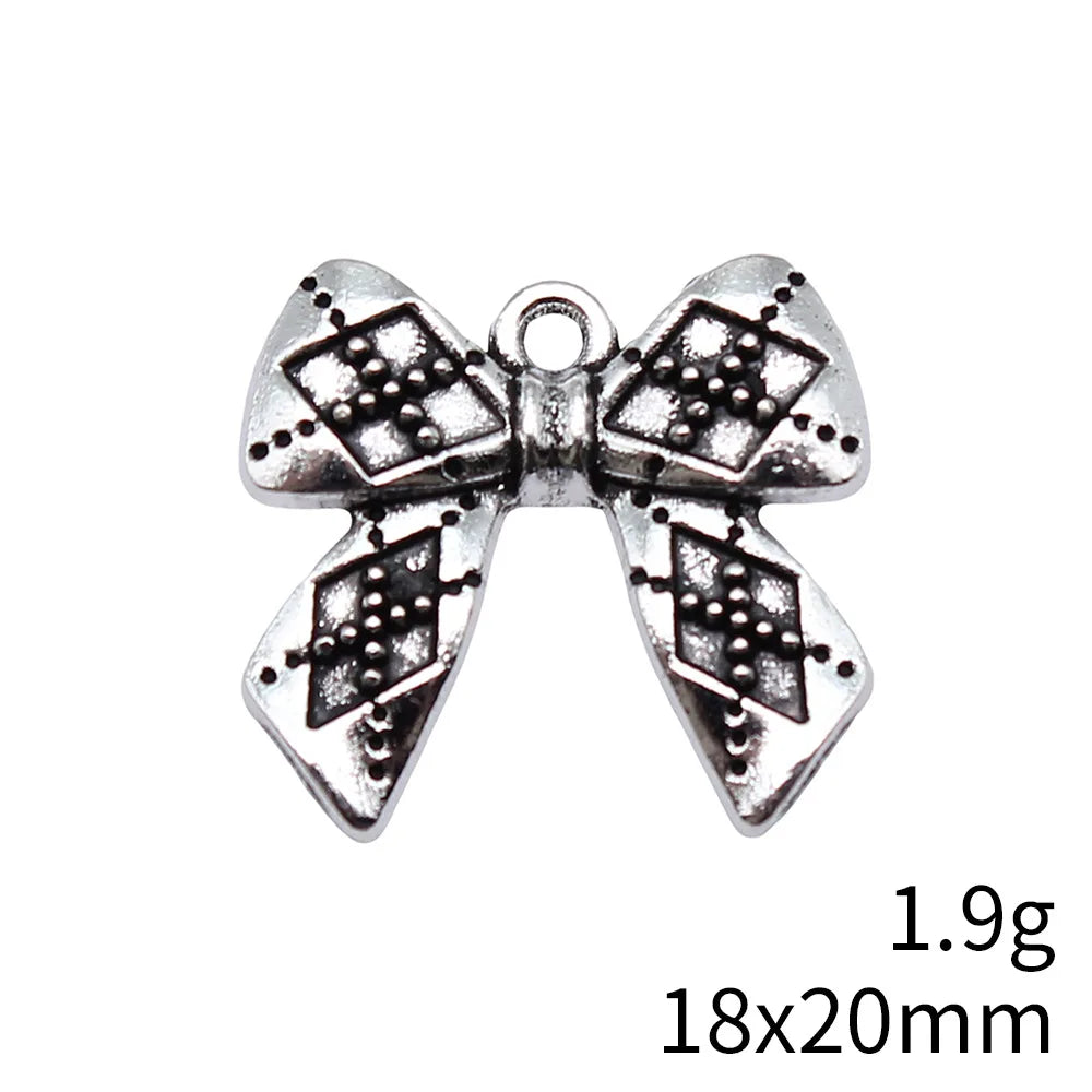 18x20mm 1.9g Antique Silver Zinc Alloy Bowknot Butterfly Charm Pendant for DIY Bracelet Necklace Making