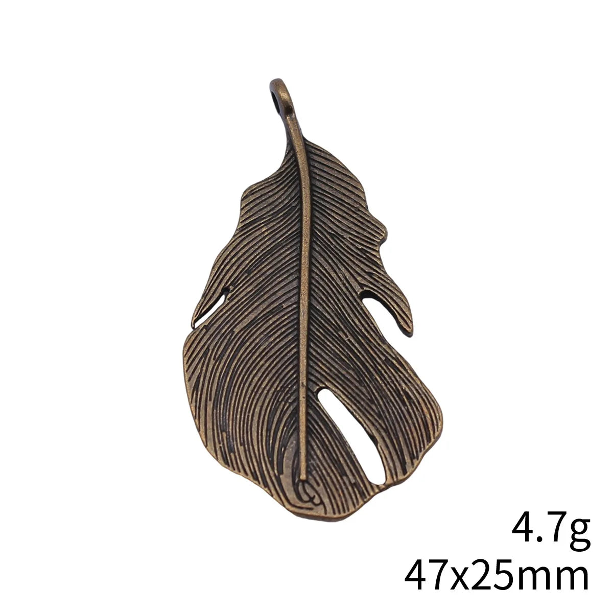 47x25mm 4.7g Multicolor Zinc Alloy Feather Charm Pendant for Necklace Bracelet Jewelry Making