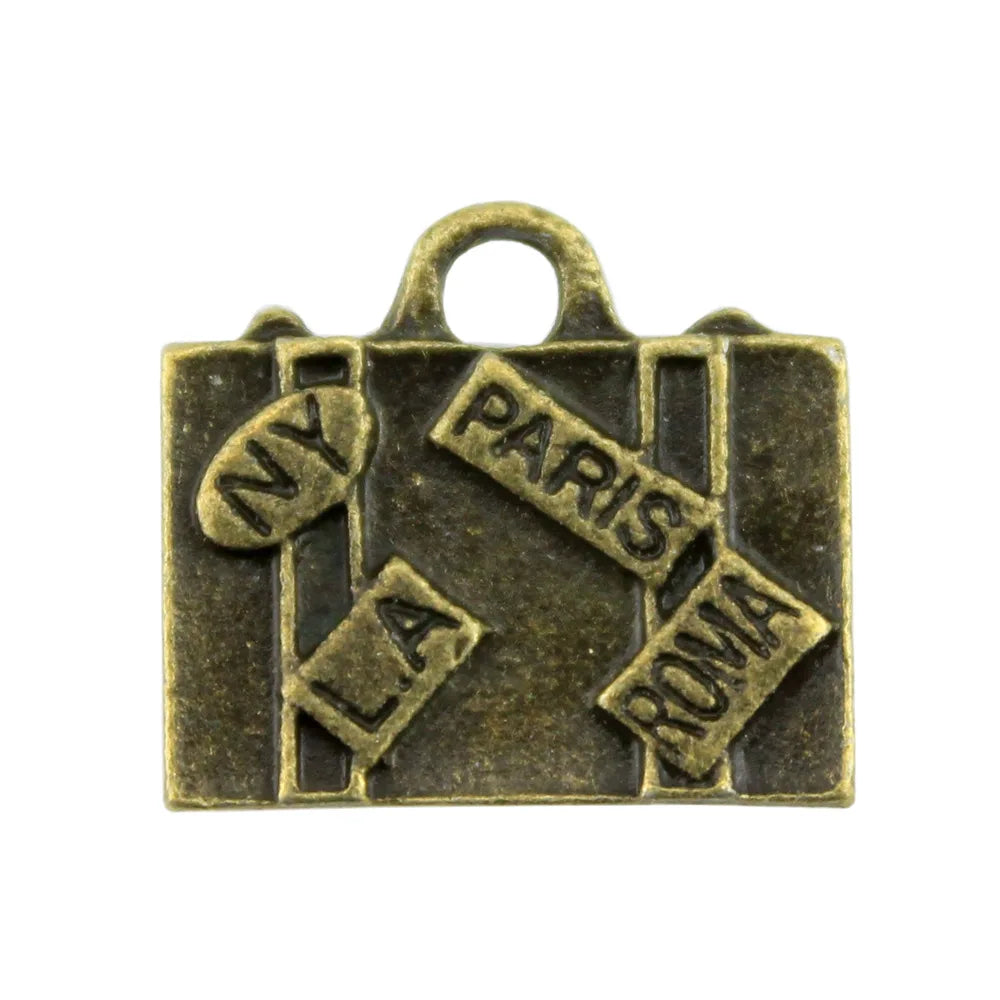 17x15mm 2.6g Multicolor Zinc Alloy Suitcase Charm Pendant for DIY Travel Theme Jewelry Making