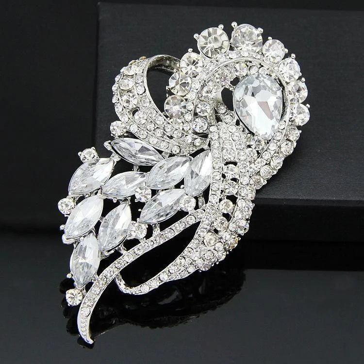 Elegant Crystal Rhinestone Alloy Floral Brooch With Acrylic Accents, Women's Lapel Pin Corsage Gift