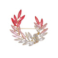 Elegant Blue Crystal Wheat Leaf Brooch With Rhinestone Accent, Luxury Alloy Lapel Pin Corsage Gift