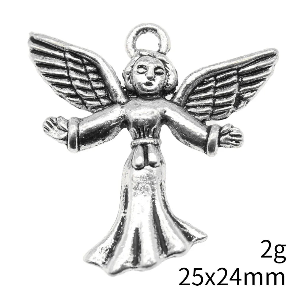 25x24mm 2g Antique Silver Zinc Alloy Angel Figure Charm Pendant for Vintage DIY Jewelry Making