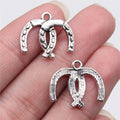 20x17mm 1.3g Antique Silver Zinc Alloy Double Horseshoe Charm Pendant for DIY Jewelry Making