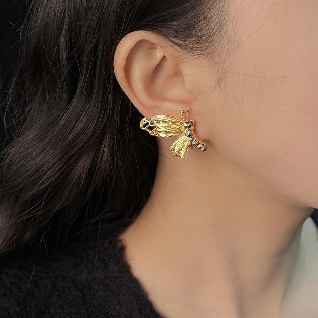 Forest Fairy Style Copper Butterfly Drop Earrings, Sweet Statement Animal Design