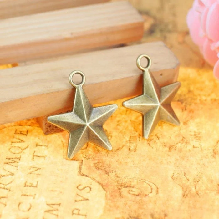 Antique Silver Zinc Alloy Five Point Star Charm Pendant for DIY Necklace Bracelet Jewelry Making — 21mm