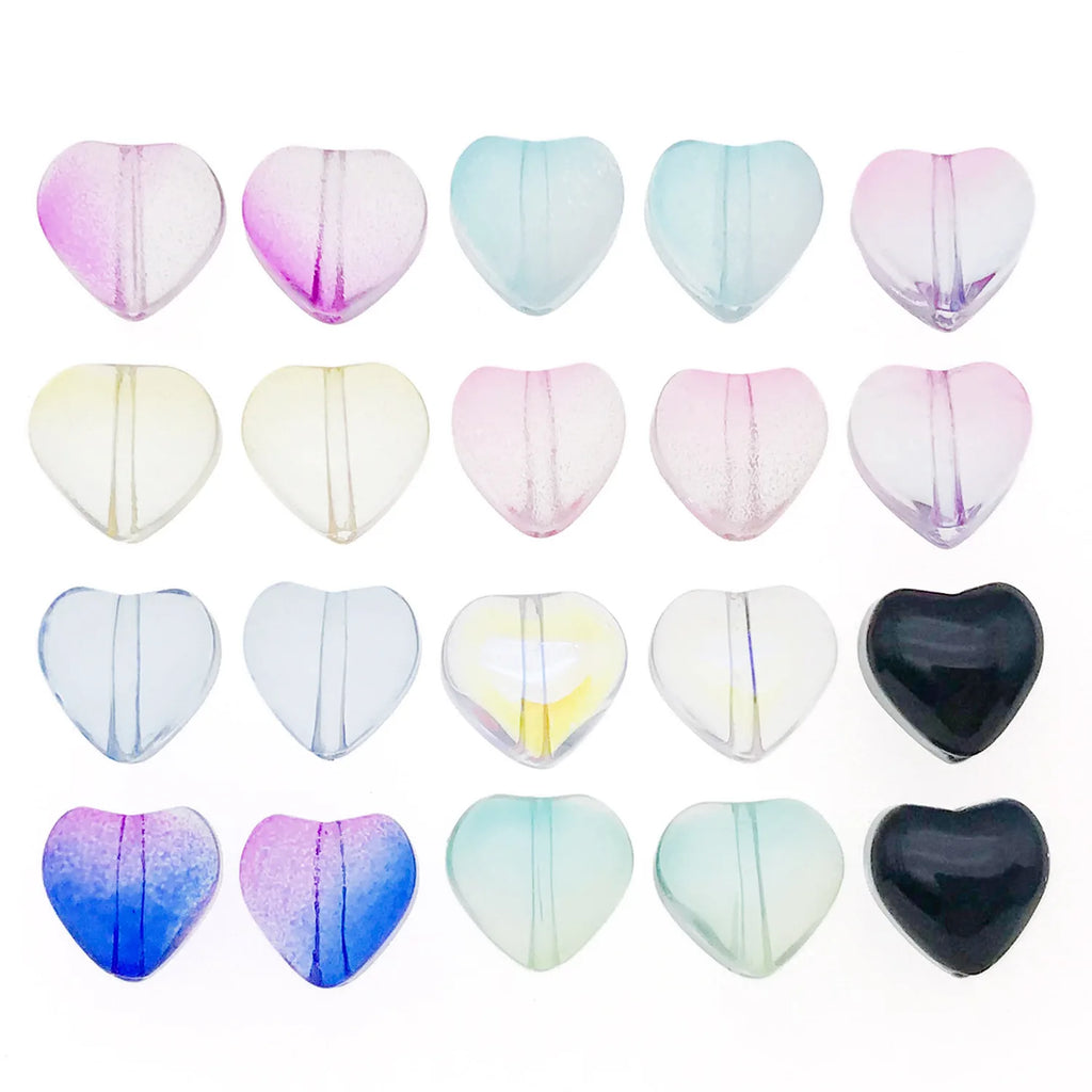 Colorful Glass Heart Loose Beads for Bracelet, Necklace and Keychain Jewelry Making