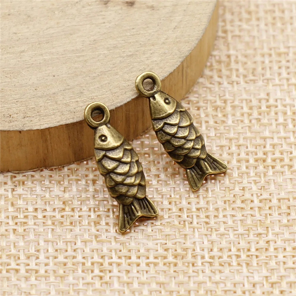 19x7mm 1.3g Multicolor Zinc Alloy Fish Charm Pendant for Ocean Theme Bracelet Necklace DIY