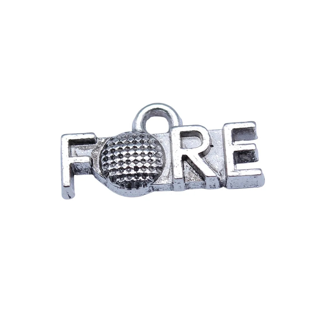 8x16mm 0.7g Antique Silver Zinc Alloy Golf FORE Charm Pendant for Sports DIY Necklace Bracelet Making