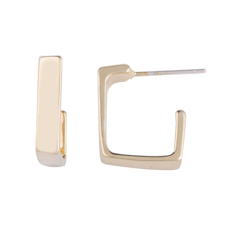 Elegant Gold Alloy Spiral Coil Geometric Stud & Clip On No Piercing Minimalist Metal Earrings