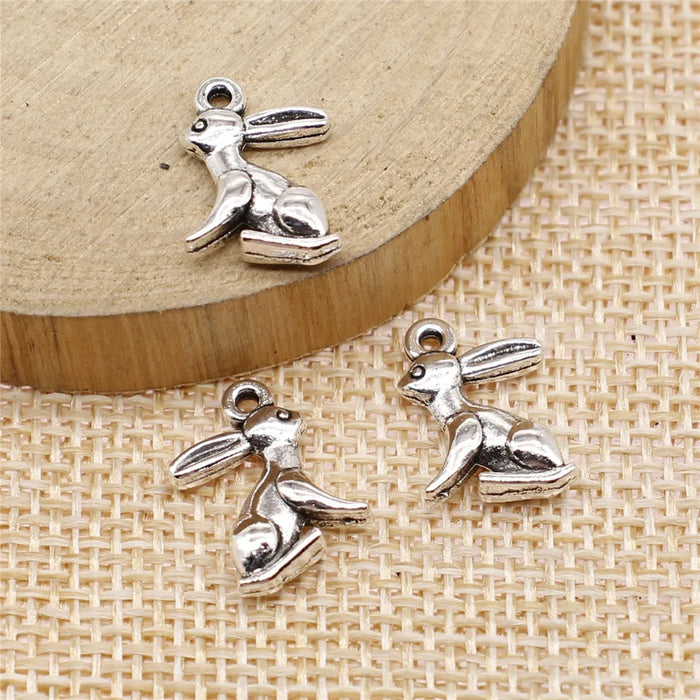 10x15mm 1g Multicolor Zinc Alloy Rabbit Charm Pendant for DIY Necklace Bracelet Making