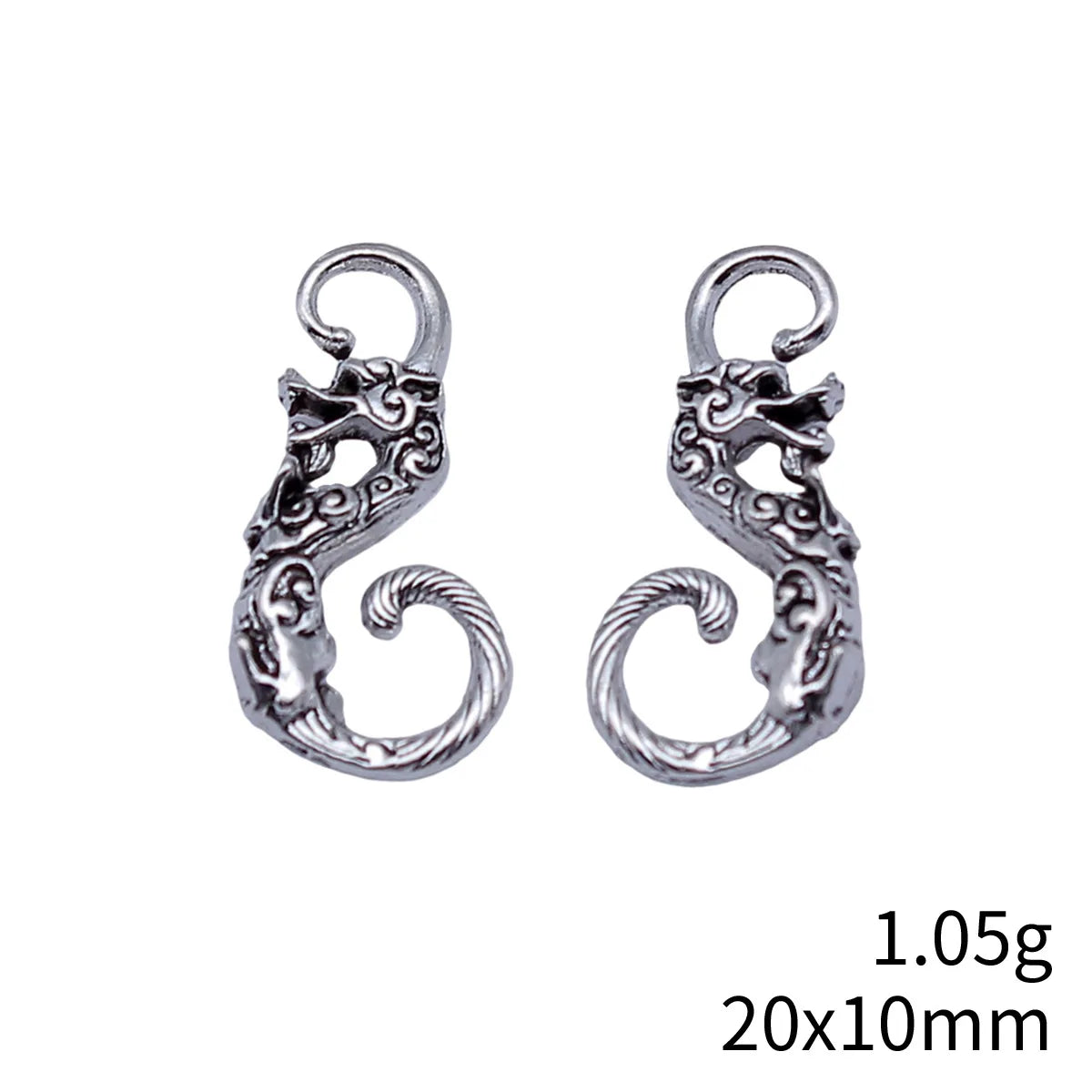 20x10mm 1.05g Antique Silver Zinc Alloy Dragon Button Charm Pendant for DIY Chinese Style Jewelry