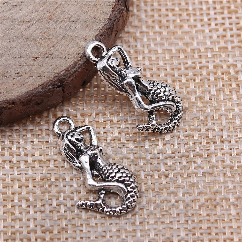 23x11mm 1.5g Antique Silver Zinc Alloy Mermaid Charm Pendant for DIY Necklace Bracelet Jewelry Making