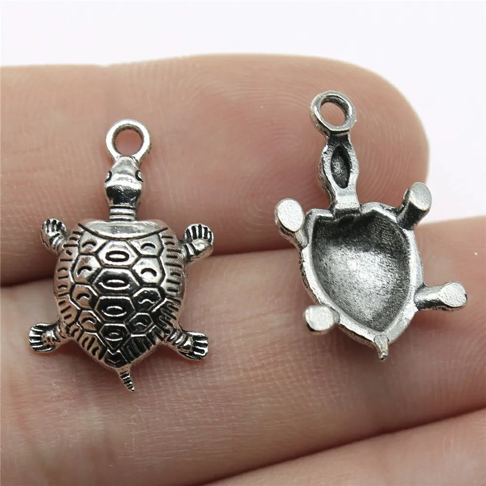 22x14mm 1.2g Antique Silver Zinc Alloy Turtle Charm Pendant for DIY Necklace Bracelet Jewelry Making
