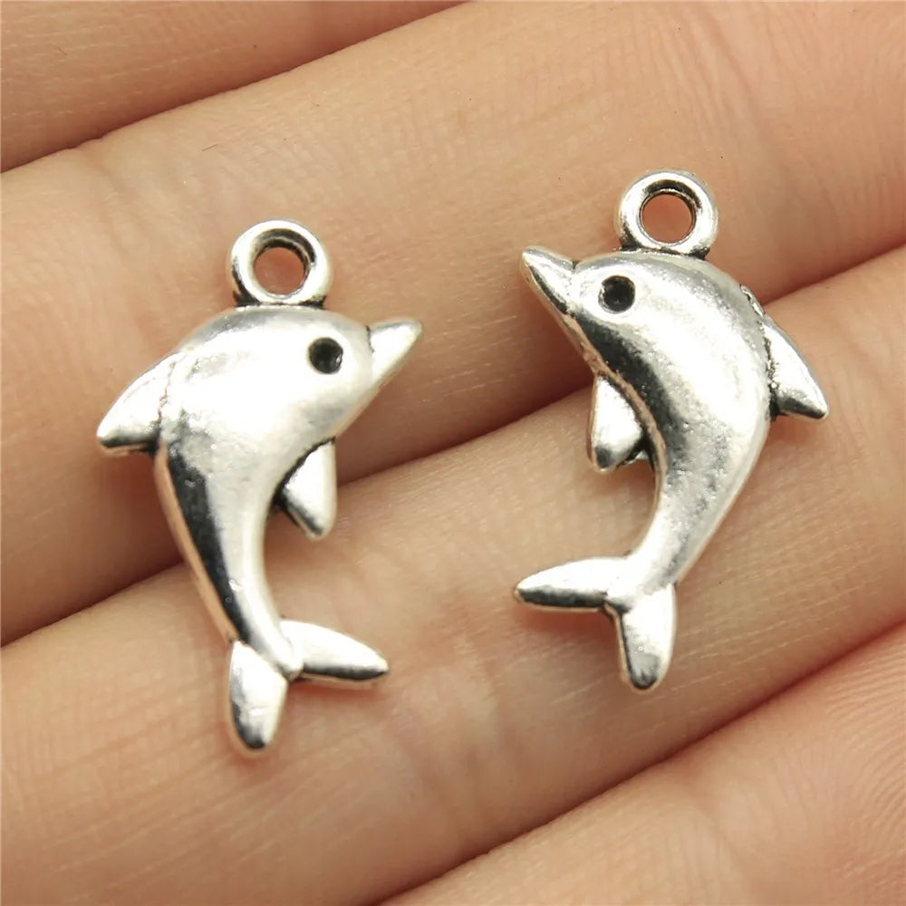 23x13mm 1.7g Multicolor Zinc Alloy Dolphin Charm Pendant for DIY Necklace Bracelet Jewelry Making Findings