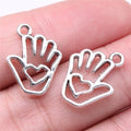 19x14mm 1.01g Antique Silver Zinc Alloy Heart Hand Charm Pendant for DIY Necklace Jewelry Making