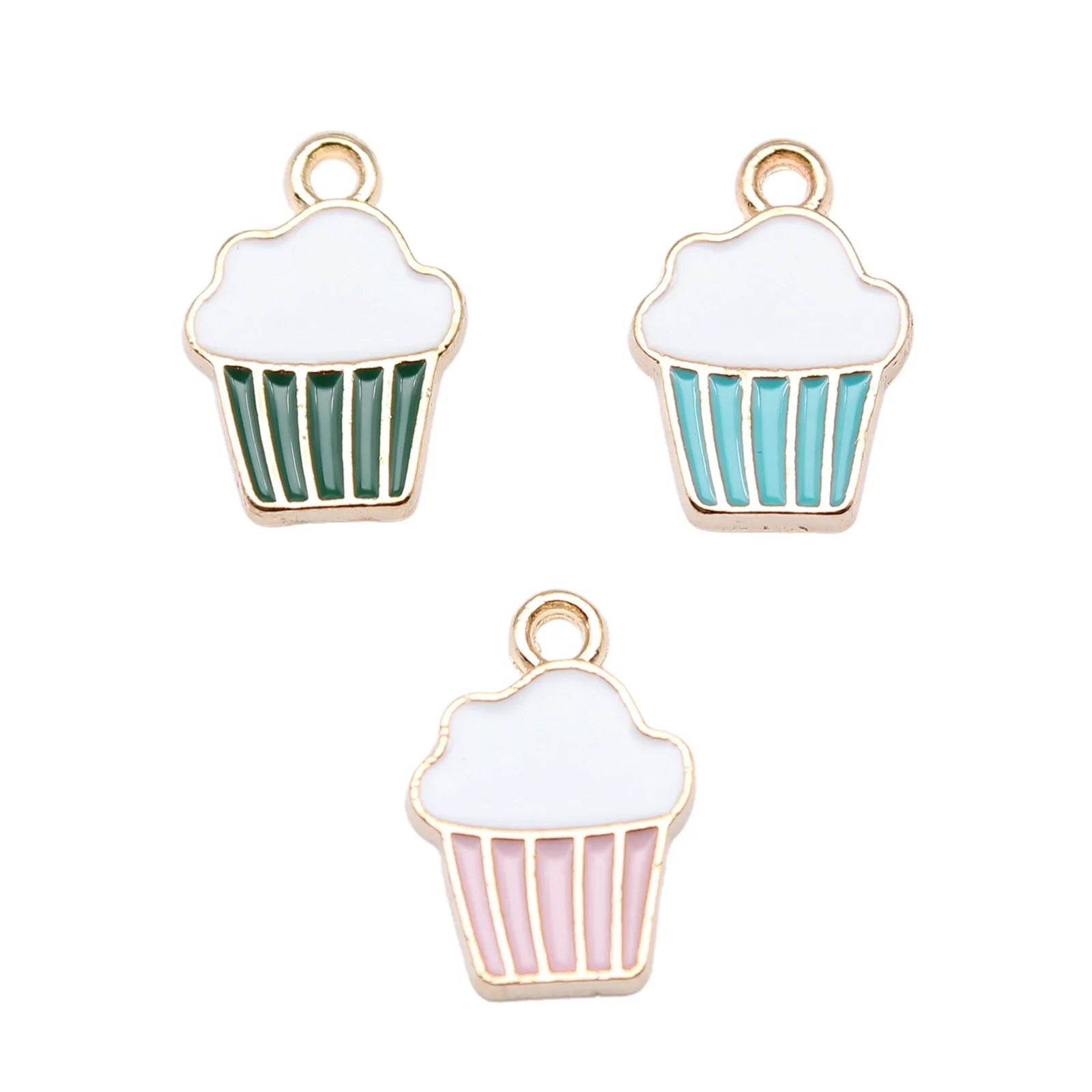 15x11mm 0.86g Multicolor Zinc Alloy Cupcake Charm Pendant for Earrings Bracelet DIY Jewelry
